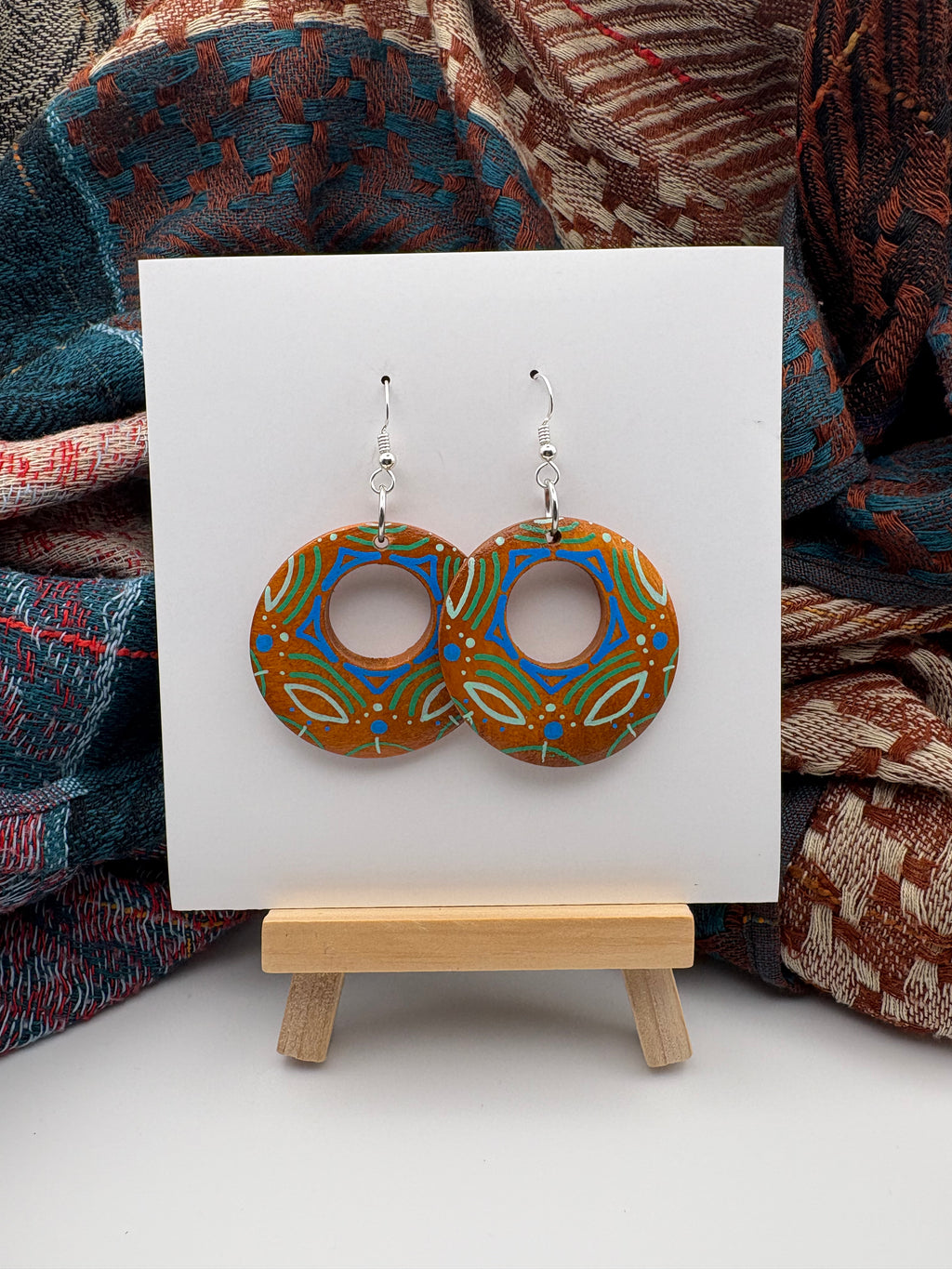 Hand-Painted Mandala Earrings - Small Round