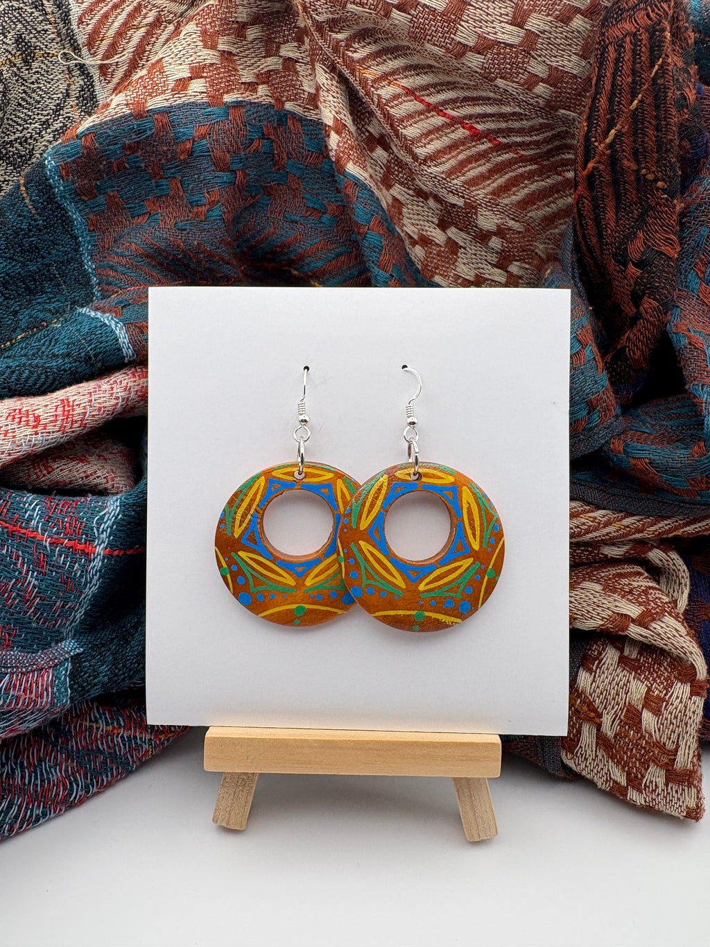 Hand-Painted Mandala Earrings - Small Round