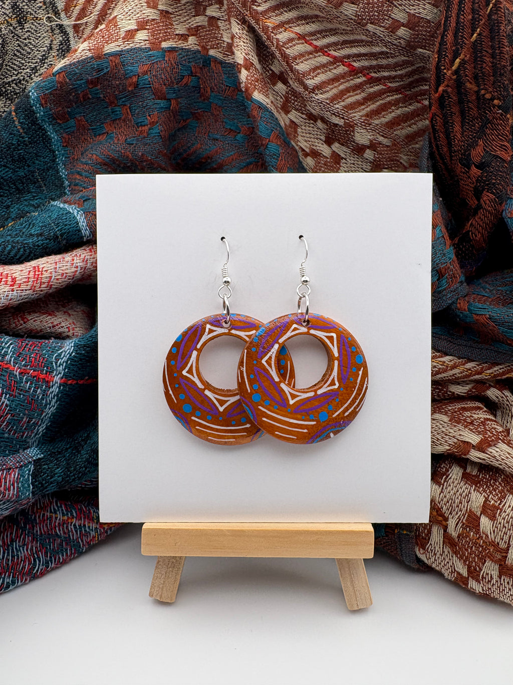 Hand-Painted Mandala Earrings - Small Round