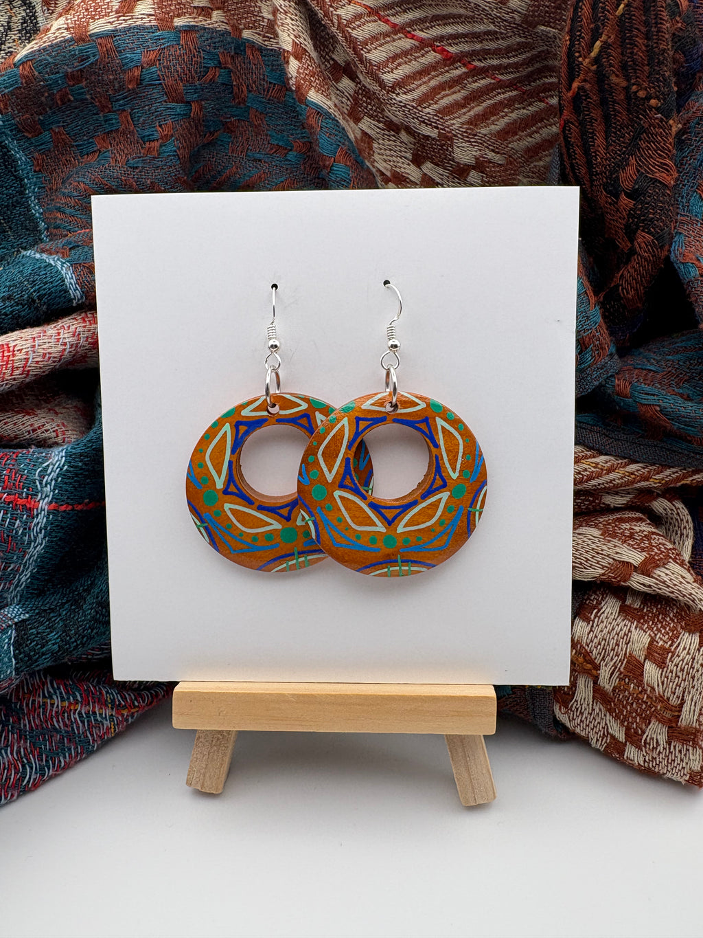 Hand-Painted Mandala Earrings - Small Round