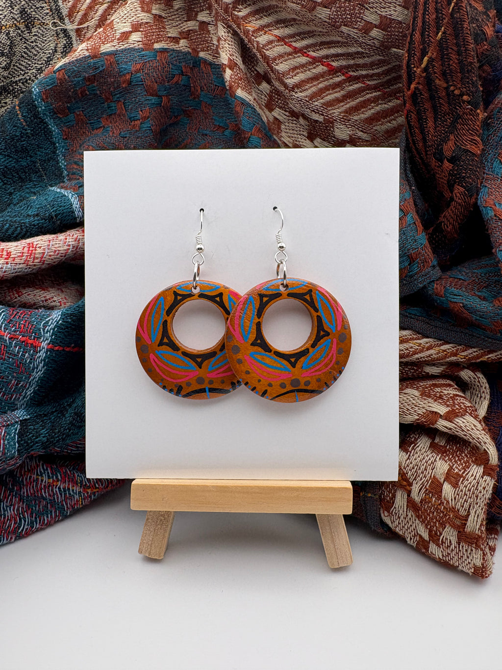 Hand-Painted Mandala Earrings - Small Round