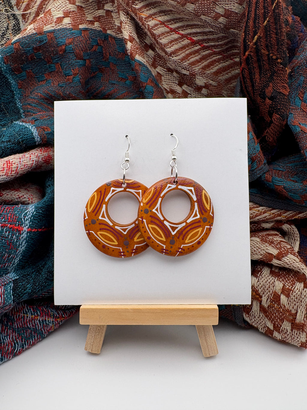 Hand-Painted Mandala Earrings - Small Round