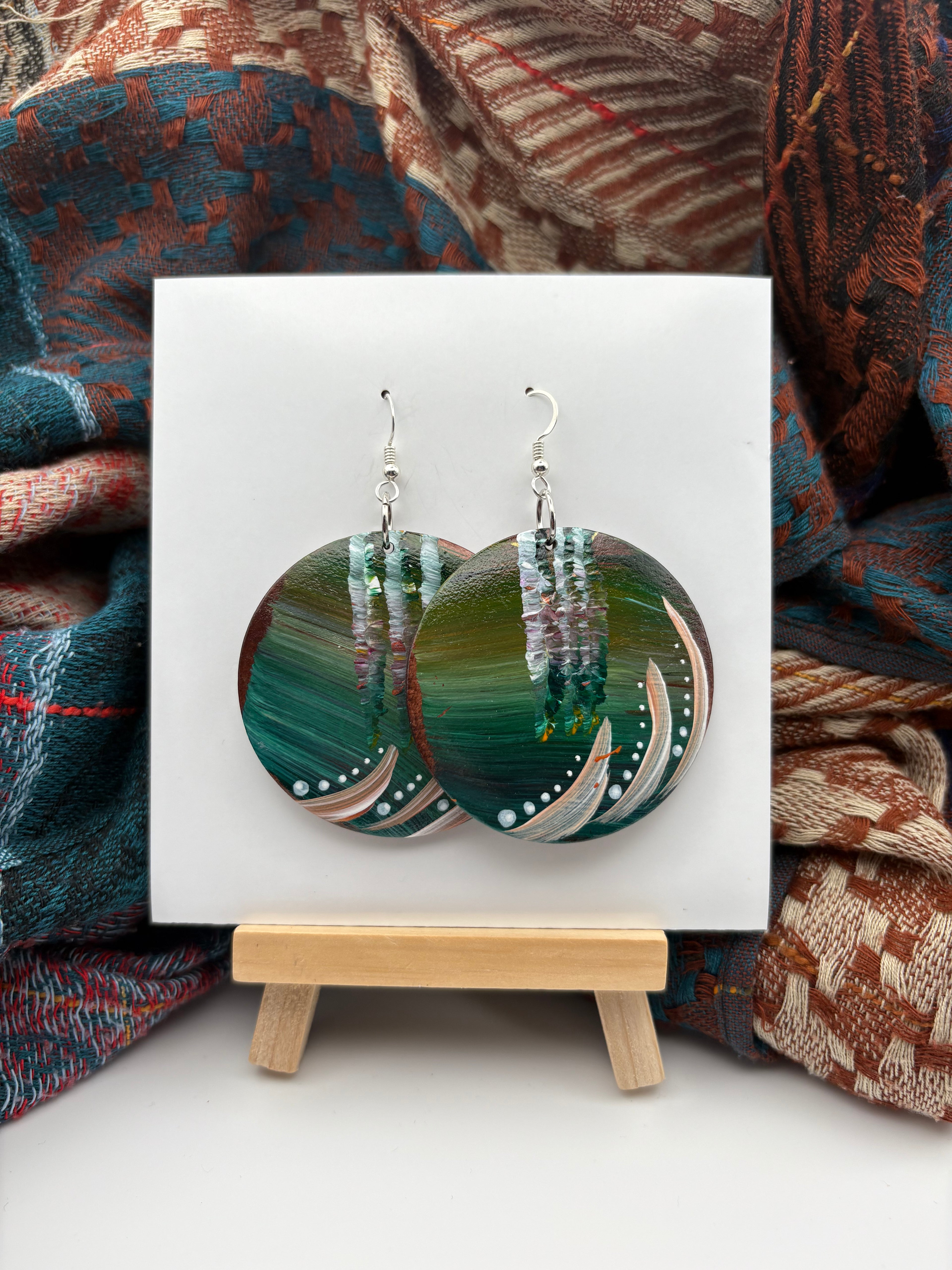 Hand-Painted Abstract Earrings - Medium Round