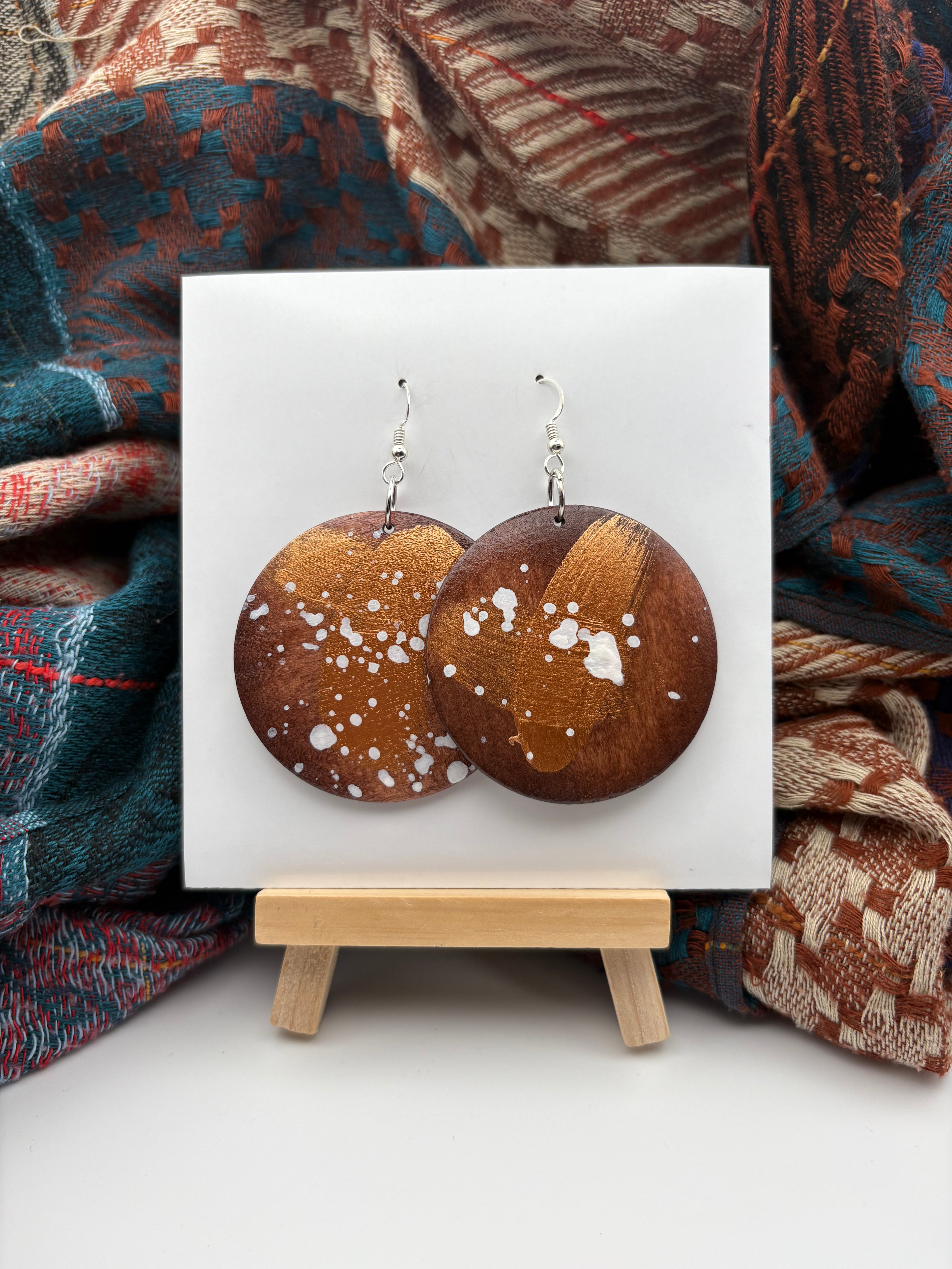 Hand-Painted Abstract Earrings - Medium Round