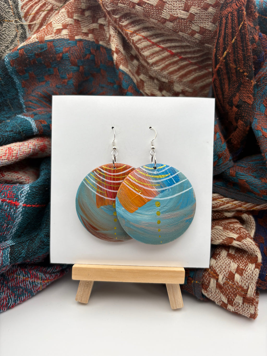 Hand-Painted Abstract Earrings - Medium Round