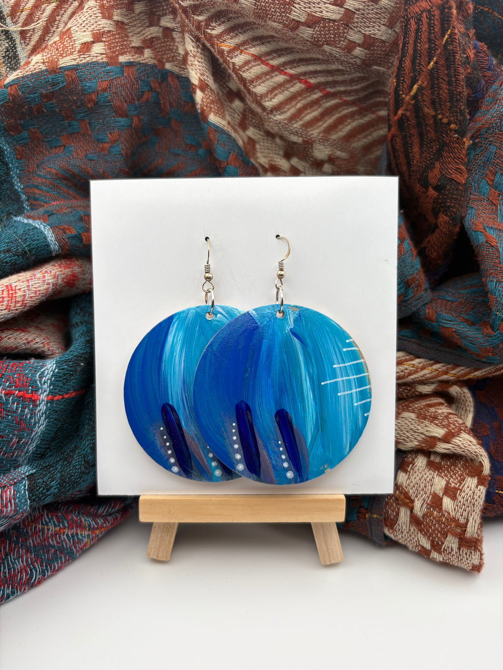 Hand-Painted Abstract Earrings - Large Round