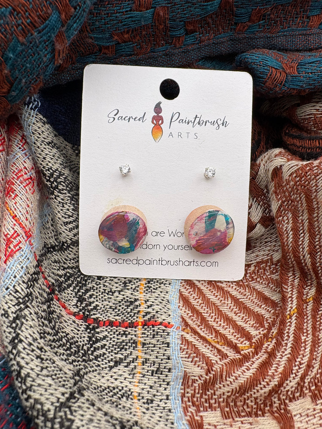 Hand-Painted Earrings - Studs