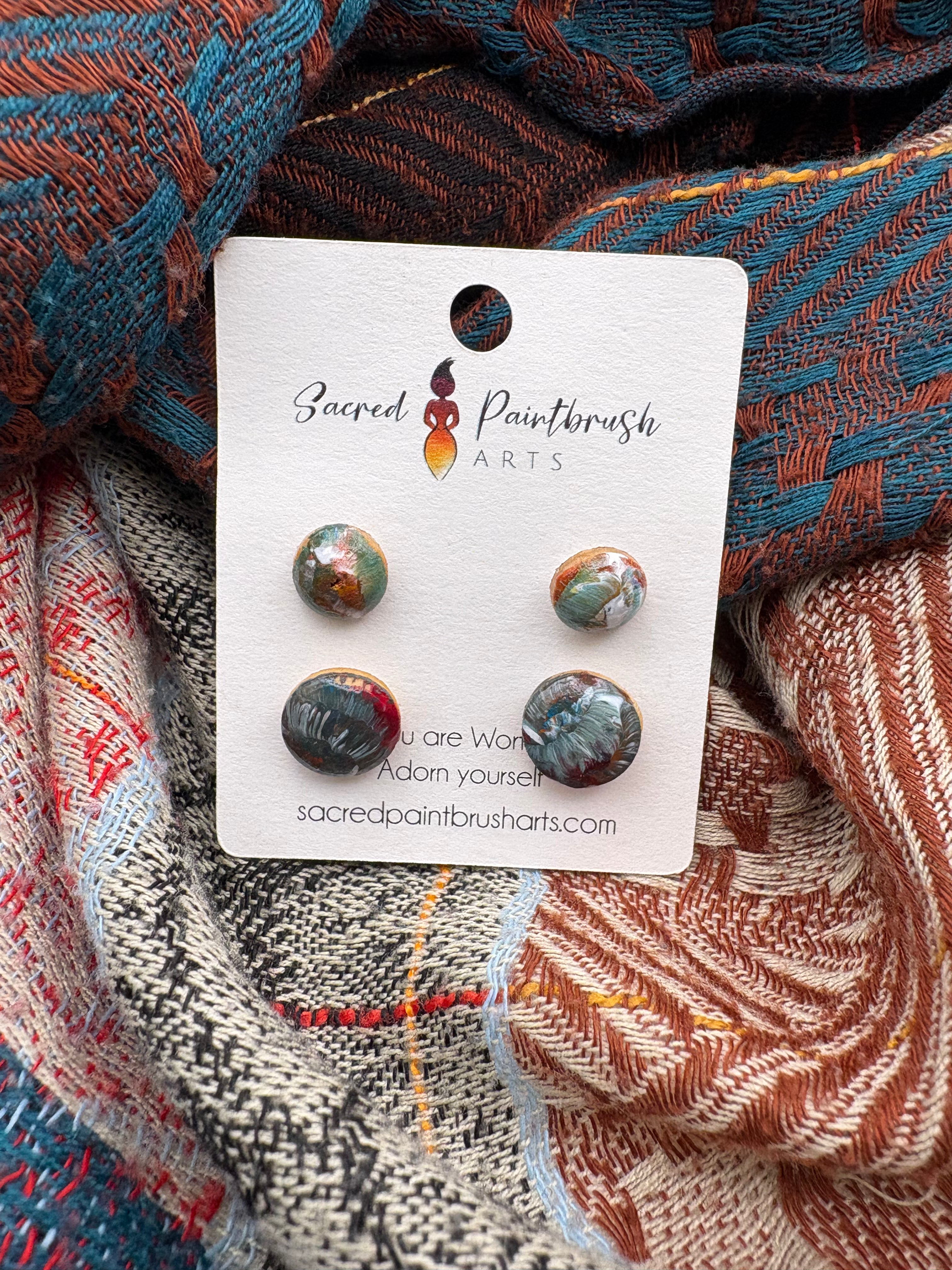 Hand-Painted Earrings - Studs