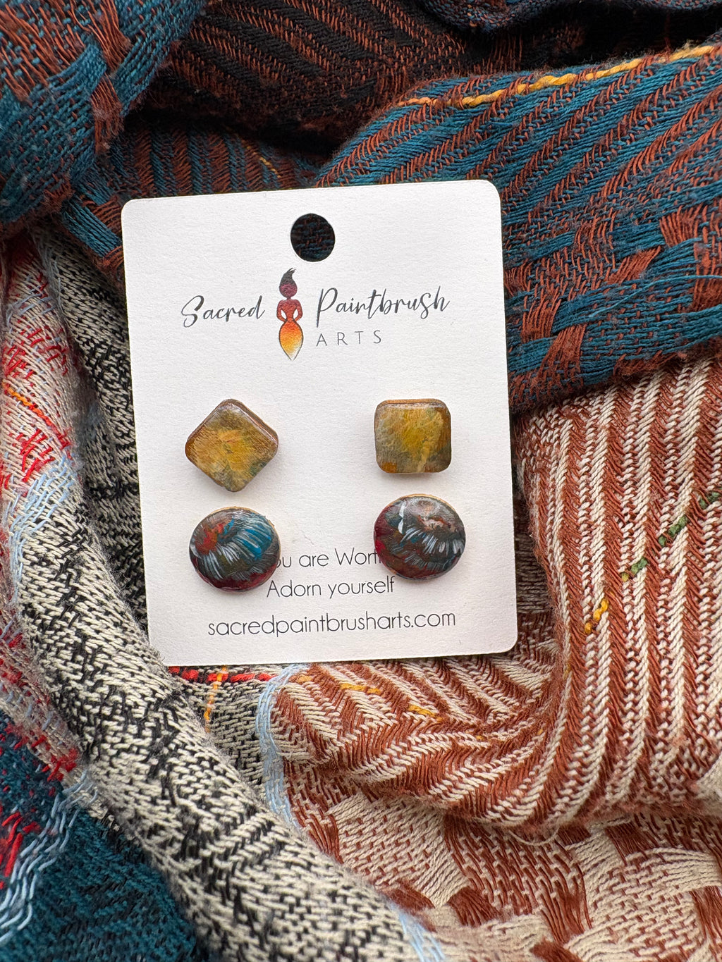 Hand-Painted Earrings - Studs