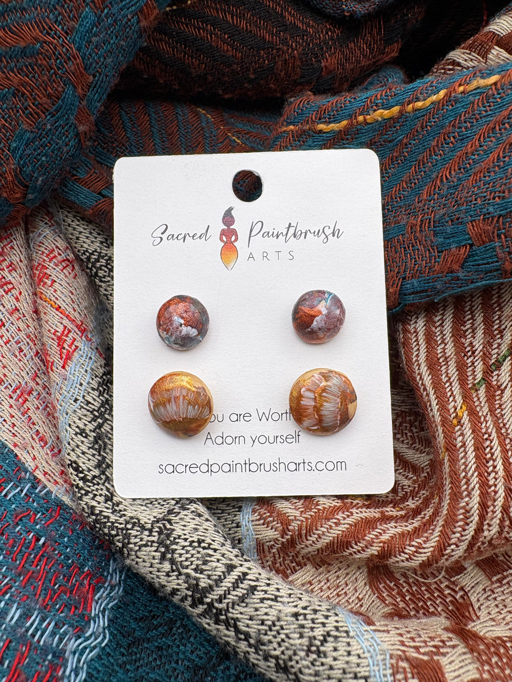 Hand-Painted Earrings - Studs