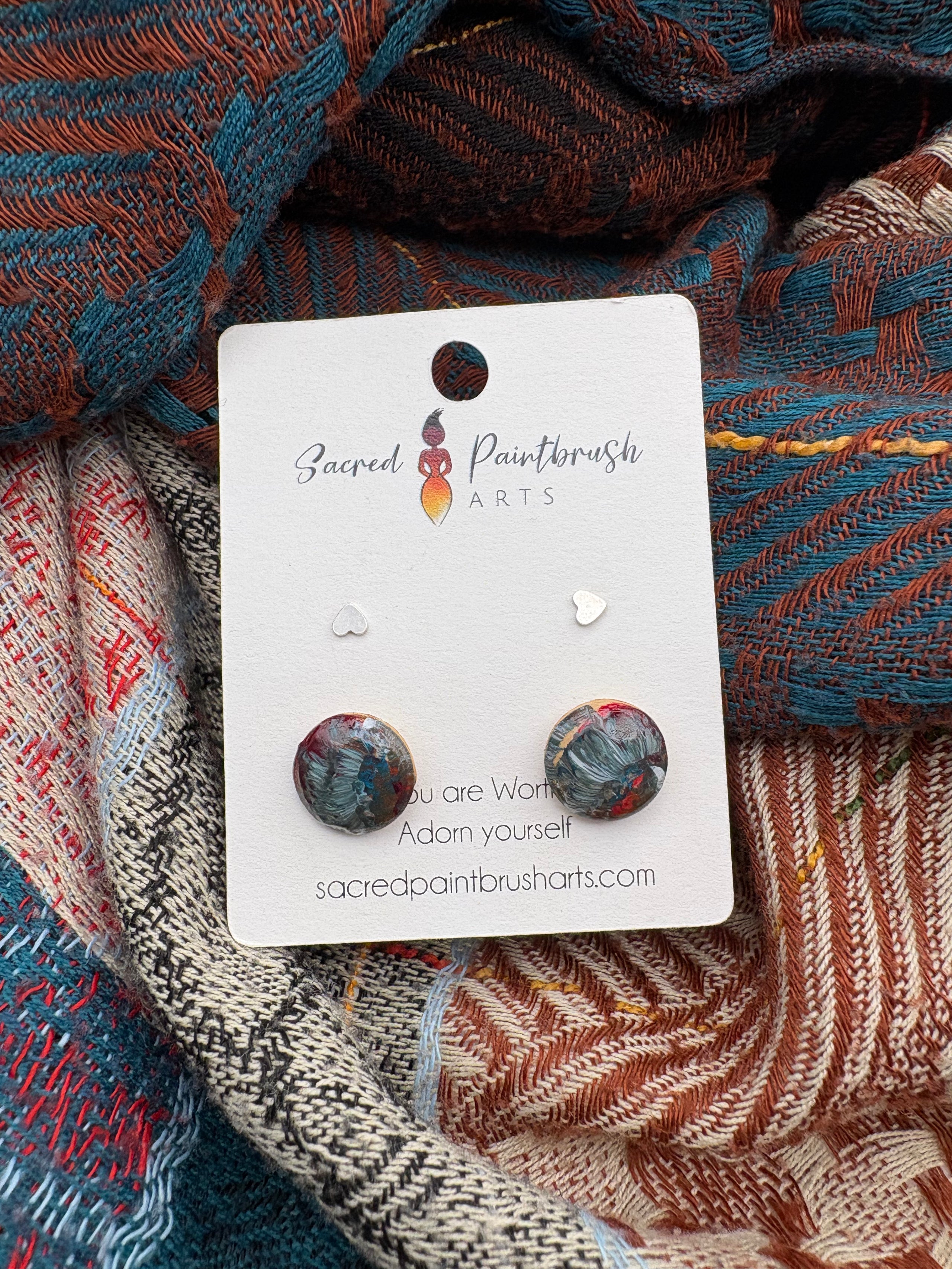 Hand-Painted Earrings - Studs