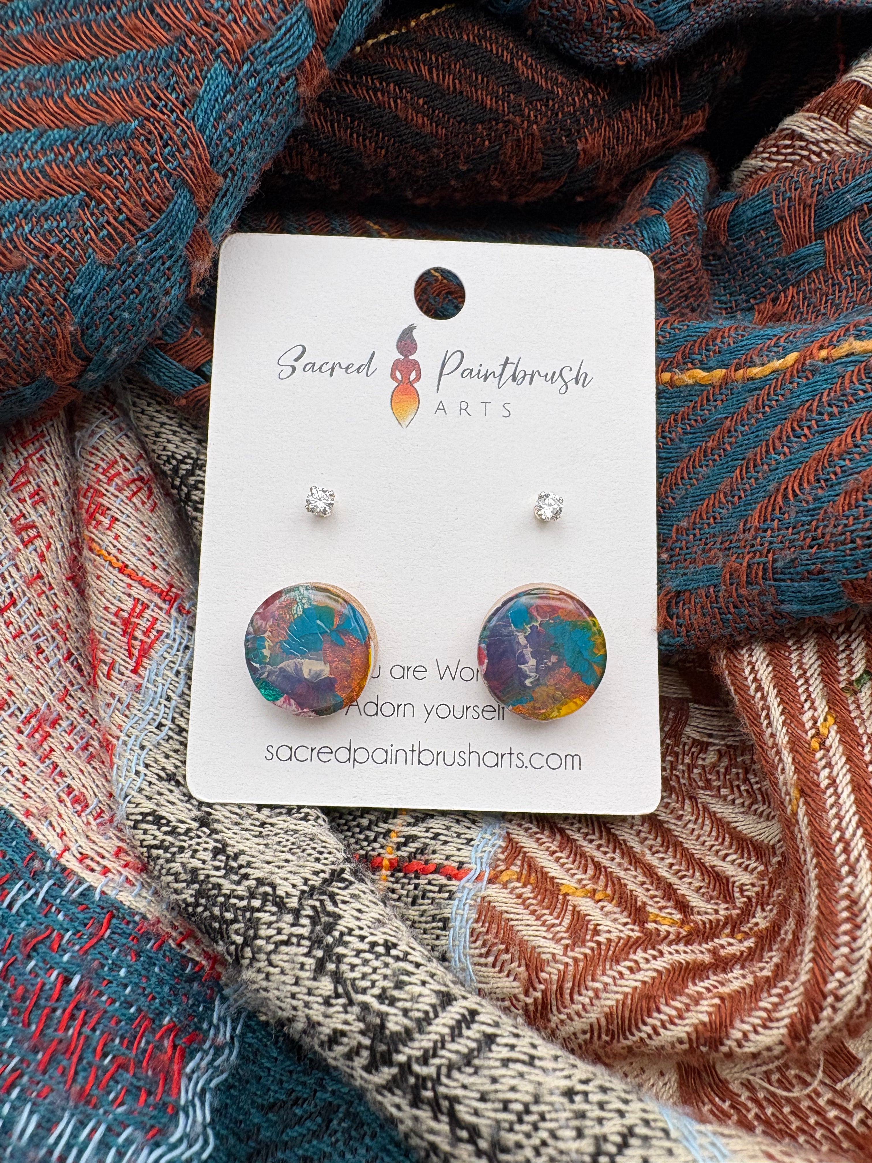 Hand-Painted Earrings - Studs